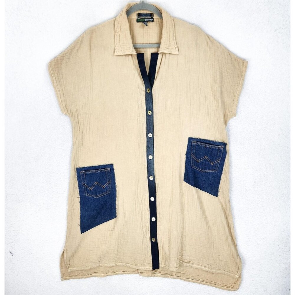 Shannon Passero Dress Women Small Beige U Shopper Shirt Jean Pockets Post Office